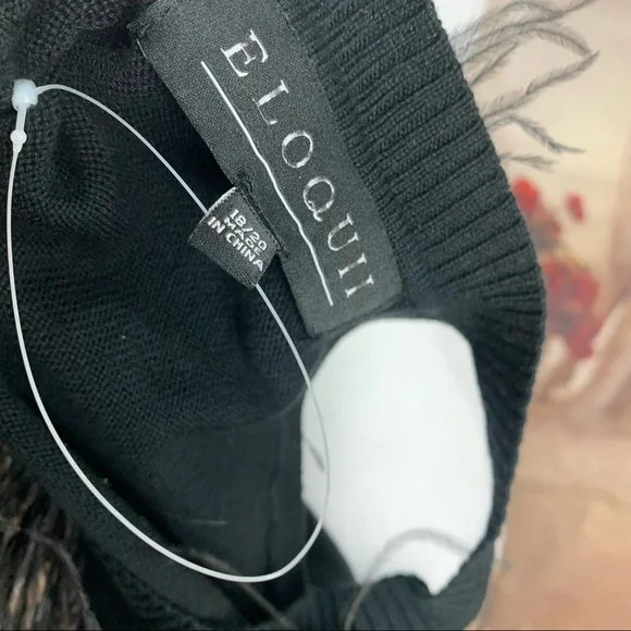 NEW Eloquii Cold Shoulder Sweater with Feather Trim Sweater - Picture 10 of 11